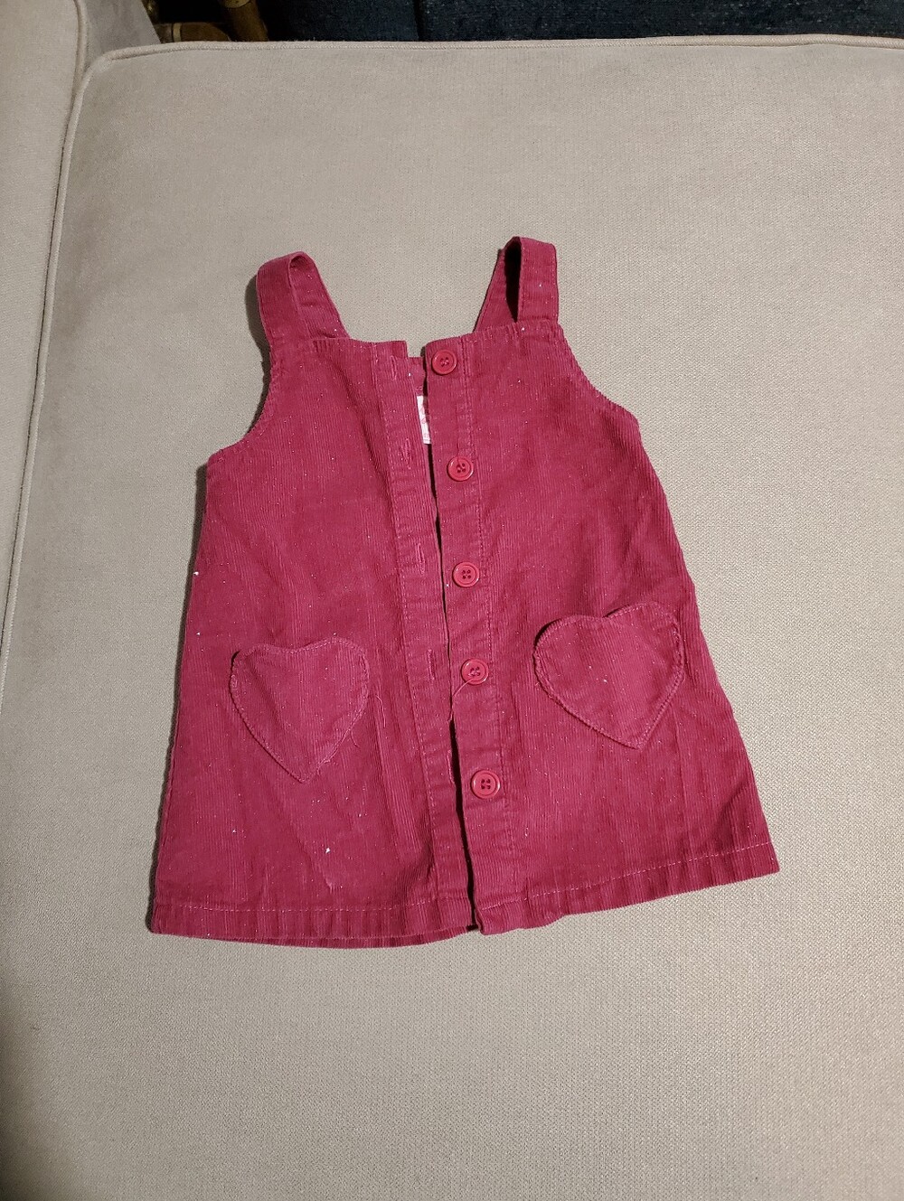 Girls' Pink Corduroy Button-Front Vest with Heart Pockets